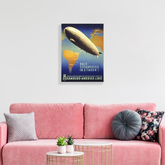 Graf Zeppelin Vintage Poster restauriert Leinwanddruck (Insitu (Wohnzimmer))