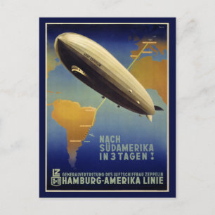 Graf Zeppelin Vintage Poster restauriert Postkarte