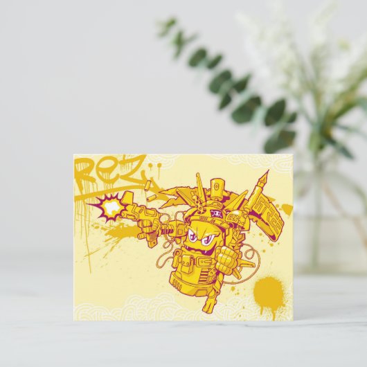 Graffit Spray Gun Postkarte (Stehend Vorderseite)