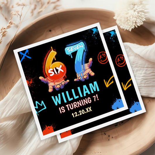 Graffiti 6 7 Meme Trend Six Seven Birthday Party Serviette