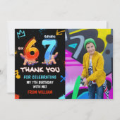 Graffiti 6 7 Meme Trend Six Seven Birthday Photo Dankeskarte (Vorderseite)