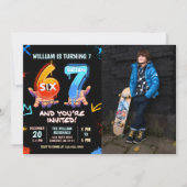 Graffiti 6 7 Meme Trend Six Seven Birthday Photo Einladung (Vorderseite)