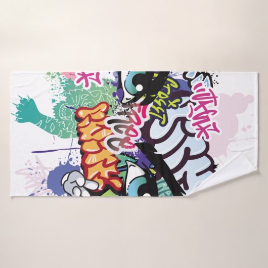 Graffiti-Abbildung mit Graffiti-Buchstaben Badehandtuch (Badehandtuch)