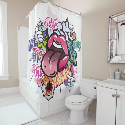 Graffiti-Abbildung mit Graffiti-Buchstaben Duschvorhang (Beispiel)
