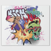 Graffiti-Abbildung mit Graffiti-Buchstaben Geschenkpapier (Flach)