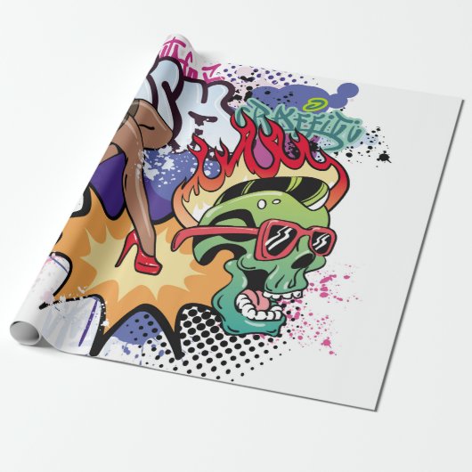 Graffiti-Abbildung mit Graffiti-Buchstaben Geschenkpapier (Ungerollt)