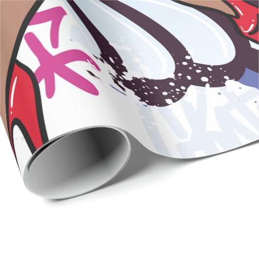 Graffiti-Abbildung mit Graffiti-Buchstaben Geschenkpapier (Rolleneckpunkt)