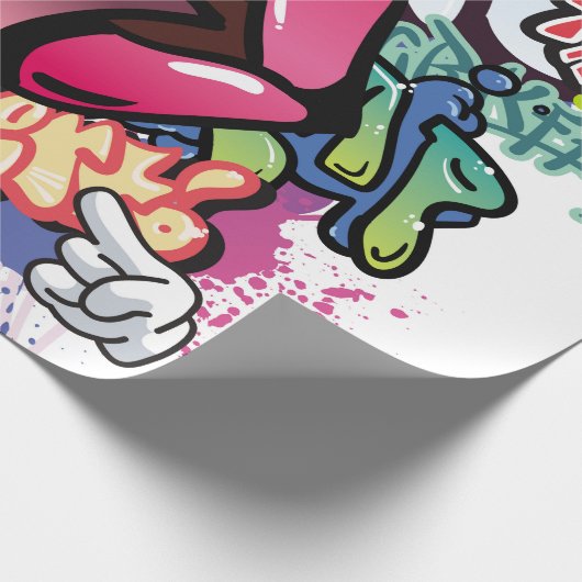 Graffiti-Abbildung mit Graffiti-Buchstaben Geschenkpapier (Ecke)