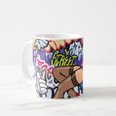 Graffiti-Abbildung mit Graffiti-Buchstaben Kaffeetasse (Vorderseite Links)