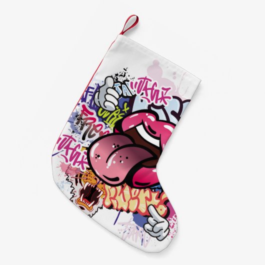 Graffiti-Abbildung mit Graffiti-Buchstaben Kleiner Weihnachtsstrumpf (Vorderansicht (hängend))