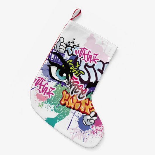 Graffiti-Abbildung mit Graffiti-Buchstaben Kleiner Weihnachtsstrumpf (Vorderansicht (hängend))