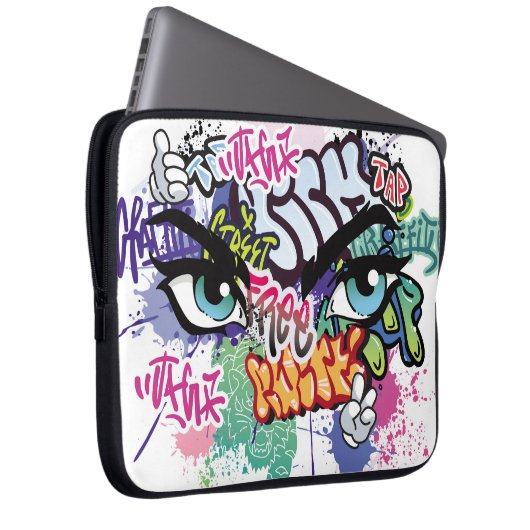 Graffiti-Abbildung mit Graffiti-Buchstaben Laptopschutzhülle (Vorne Rechts)