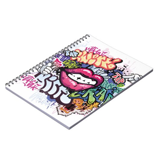 Graffiti-Abbildung mit Graffiti-Buchstaben Notizblock (Linke Seite)