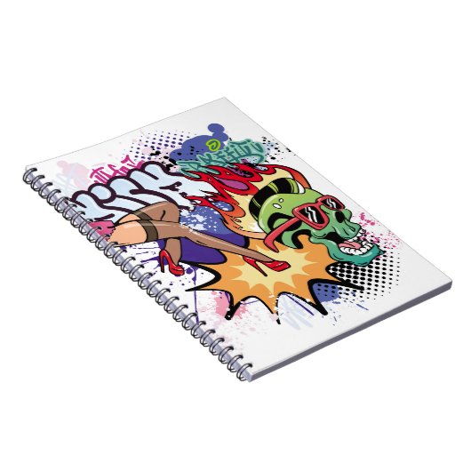 Graffiti-Abbildung mit Graffiti-Buchstaben Notizblock (Rechte Seite)