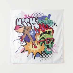 Graffiti-Abbildung mit Graffiti-Buchstaben Wandteppich
