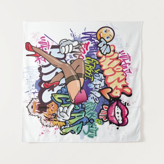 Graffiti-Abbildung mit Graffiti-Buchstaben Wandteppich (Vorderseite (Horizontal))