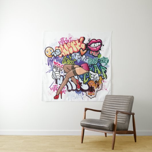 Graffiti-Abbildung mit Graffiti-Buchstaben Wandteppich (Beispiel)