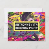 Graffiti Abstrakt Briefe zum Geburtstag Einladung (Rückseite)