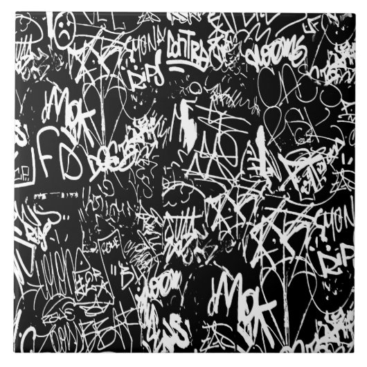 Graffiti Abstrakt Collage Print Patches Fliese (Vorderseite)