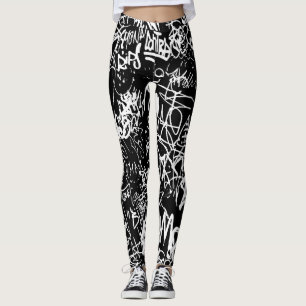 Graffiti Abstrakt Collage Print Patches Leggings