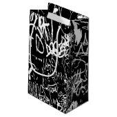 Graffiti Abstrakt Collage Print Pattern Kleine Geschenktüte (Rückseite Schrägansicht)