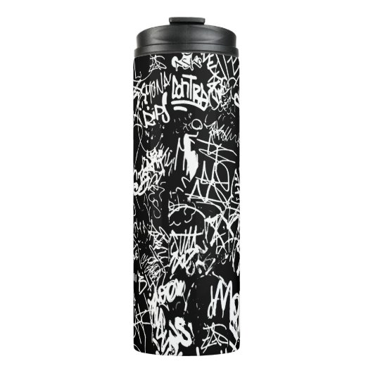 Graffiti Abstrakt Collage Print Pattern Thermosbecher (Vorderseite)