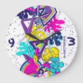 Graffiti abstraktes Farbmuster mit Ihrem Namen Große Wanduhr (Vorderseite)