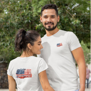 Graffiti-Amerikanische Flagge Vorder- und Rückse T-Shirt