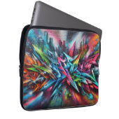 Graffiti an der Ziegelwand mit Skyline - Top  Laptopschutzhülle (Vorne Rechts)