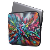 Graffiti an der Ziegelwand mit Skyline - Top  Laptopschutzhülle (Vorderseite Links)