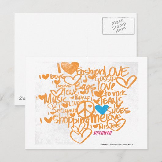 Graffiti-Aqua/Orange Postkarte (Vorne/Hinten)