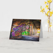 Graffiti Art Abandy Gebäude Geburtstagskarte Karte (Gelbe Blume)