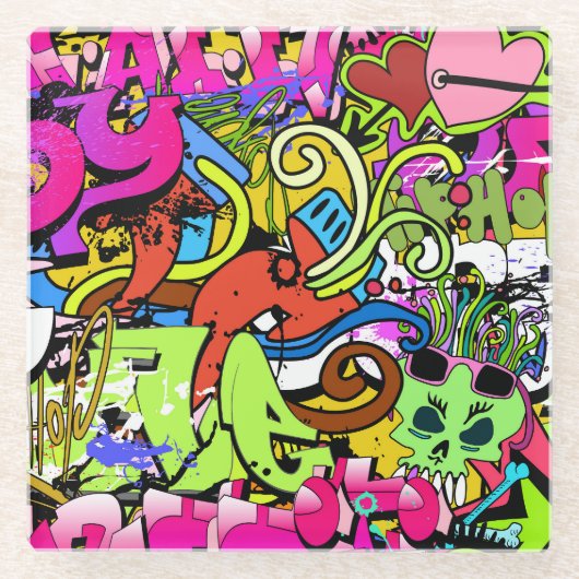 Graffiti Art: Angesagt-Hop-Stil Glasuntersetzer (Vorderseite)