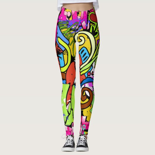 Graffiti Art: Angesagt-Hop-Stil Leggings (Vorderseite)