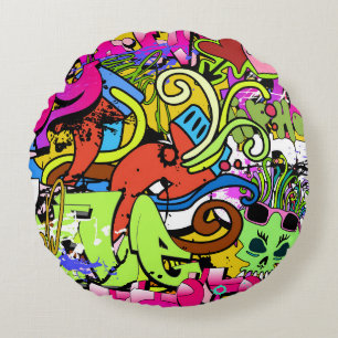 Graffiti Art: Angesagt-Hop-Stil Rundes Kissen