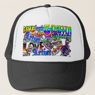 Graffiti Art Black and White and Colorful Hat Truckerkappe