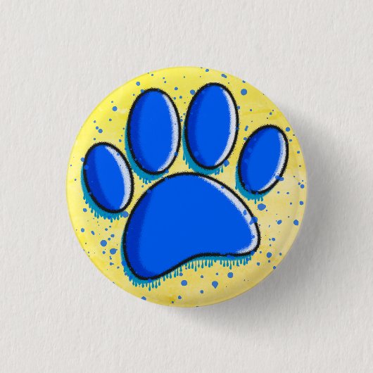 Graffiti Art Dog Paw Drucktinte Spritzer Button (Vorderseite)