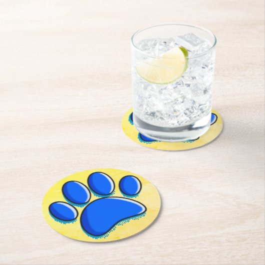 Graffiti Art Dog Paw Print Runder Pappuntersetzer (Vor Ort)