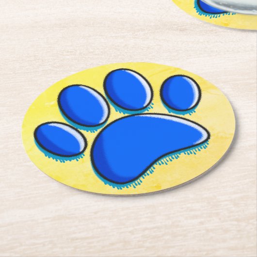 Graffiti Art Dog Paw Print Runder Pappuntersetzer (Angewinkelt)