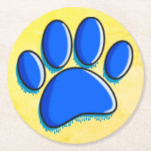 Graffiti Art Dog Paw Print Runder Pappuntersetzer (Vorderseite)