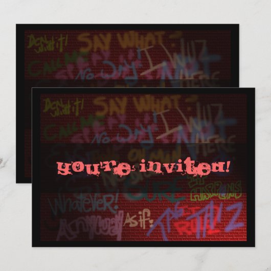 Graffiti-Art Einladung (Vorne/Hinten)