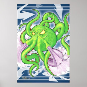 Graffiti-Art-Grün-Kraken-Plakat Poster