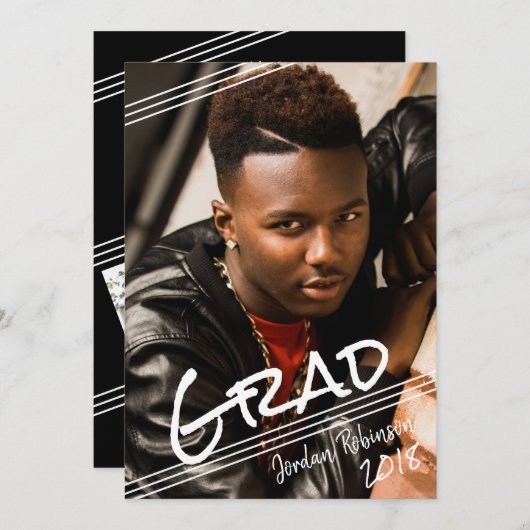 Graffiti Art Hand Letting GRAD Foto Abschluss Einladung (Vorne/Hinten)