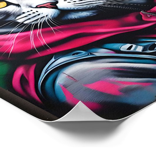 Graffiti Art of a Scottish Fold Cat Poster (Ecke)