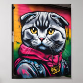Graffiti Art of a Scottish Fold Cat Poster (Vorne)