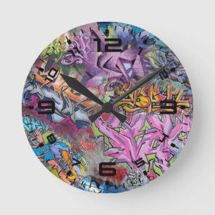 Graffiti art runde wanduhr