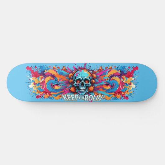 Graffiti Art Skull 6 - Behalten auf Rolin' Skateboard (Horizontal)