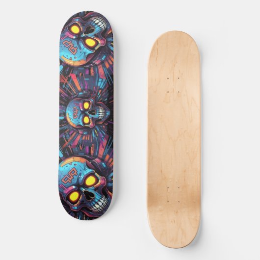 Graffiti Art Skull Cyberpunk 2 Skateboard (Vorderseite)