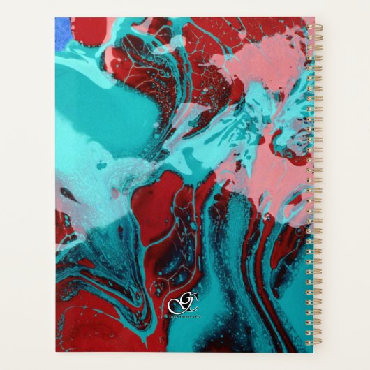 Graffiti Art Türkis Rosa Personalisiert Planer (Rückseite)