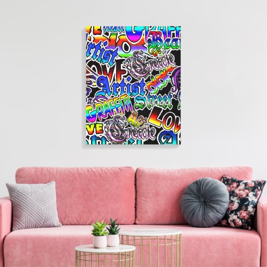 Graffiti Art Wrapped Canvas Leinwanddruck (Insitu (Wohnzimmer))